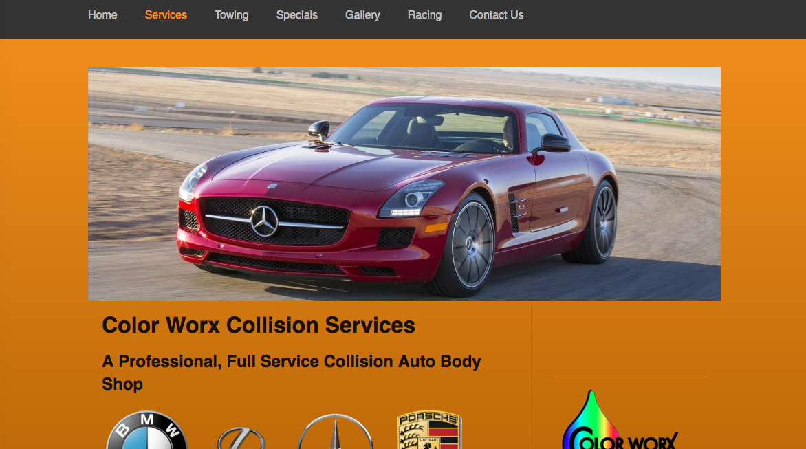 Website Design in Downingtown PA for Color Worx Collision