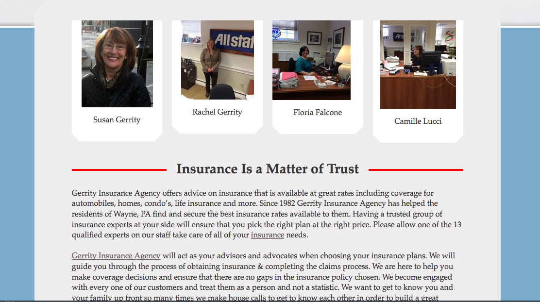 SEO for Gerrity Insurance Agency in Wayne Pa 2