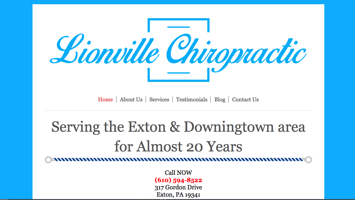 Website Design in Exton Lionville Chiropractic 1