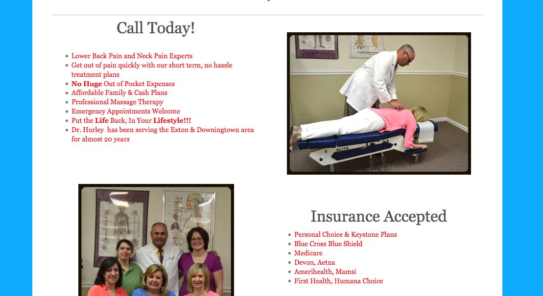 Website Design in Exton Lionville Chiropractic 2