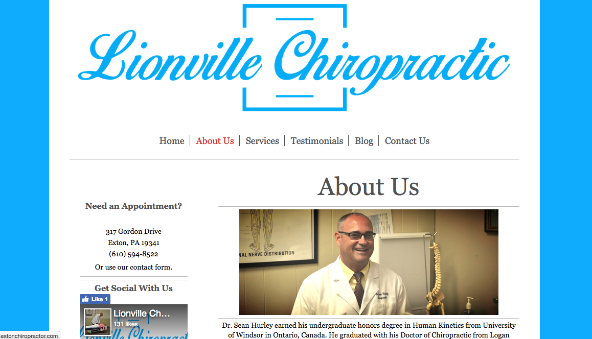 Website Design in Exton Lionville Chiropractic 3